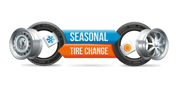 Changement saisonnier des pneus — Image vectorielle
