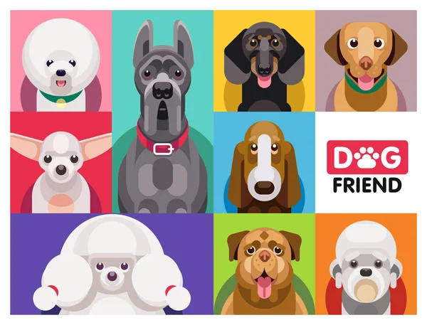 Dog Breeds Flat Icons — стоковый вектор