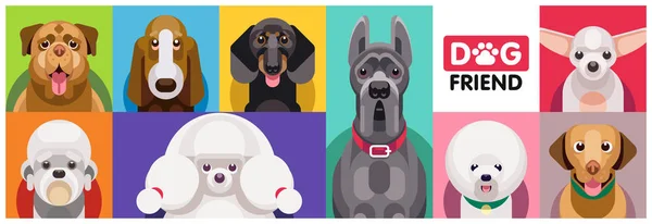 Dog Breeds Flat Icons — стоковый вектор