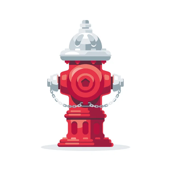 Icono Vector Plano Hidrante Fuego Rojo Tubo Agua Metal Con — Archivo Imágenes Vectoriales