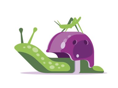 Şirin salyangoz yaşam ve seyahat için alışılmadık ve güvenilir bir ev seçmiş..