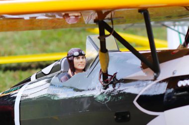 Jaslo, Polonya - 1 Temmuz 2018:Model turboprop askeri jet avcı uçağı İkinci Dünya Savaşı. Eski model uçak Airshow. Hobiler ve boş vakit. Ana modelleme için tutku