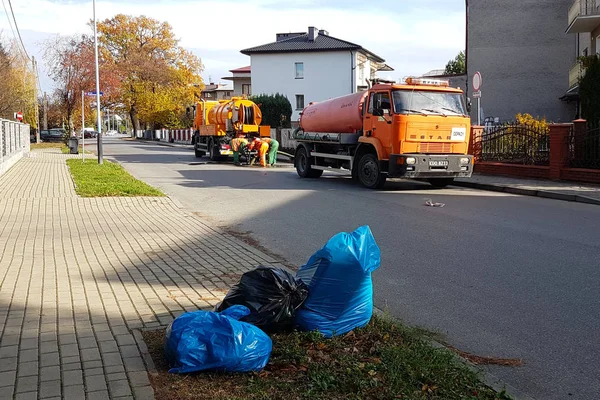 Yaslo Polen 2018 Clearing Van Riolering Met Speciale Technische Middelen — Stockfoto