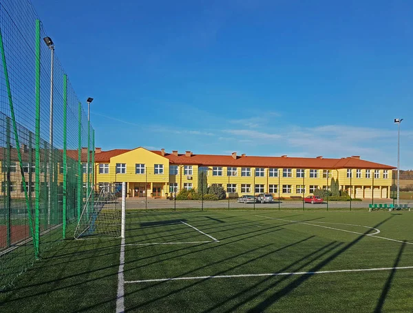 Lubno Polen Juli 2018 Ein Offenes Stadion Hof Einer Dorfschule — Stockfoto