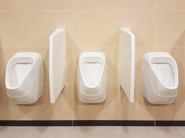 Bathroom Interior Light Beige White Colors Oval Ceramic Urinal Place — Stock Photo, Image