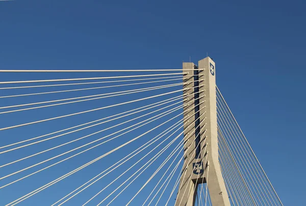 Rzeszow Poland 2018 Suspended Road Bridge Wislok River Metal Construction — Stock Photo, Image