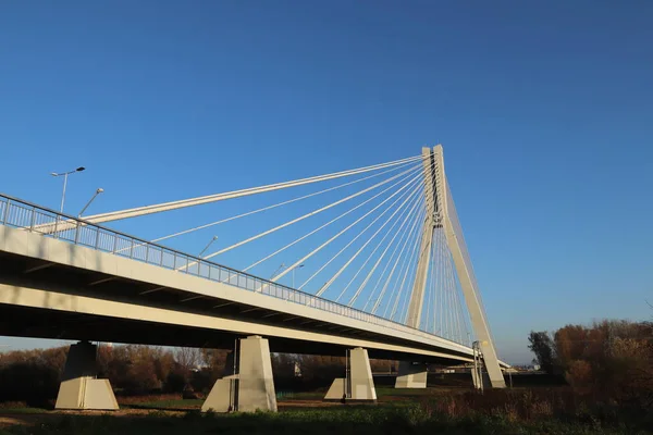 Rzeszow Πολωνία 2018 Αναστολή Οδικής Γέφυρας Στον Ποταμό Wislok Τεχνολογική — Φωτογραφία Αρχείου