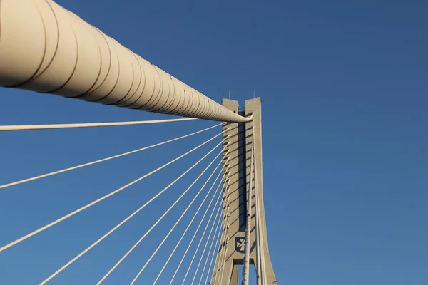 Rzeszow Poland 2018 Suspended Road Bridge Wislok River Metal Construction — Stock Photo, Image