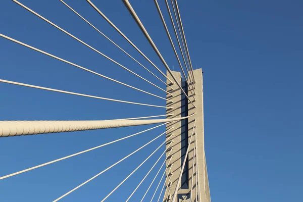 Rzeszow Poland 2018 Suspended Road Bridge Wislok River Metal Construction — Stock Photo, Image