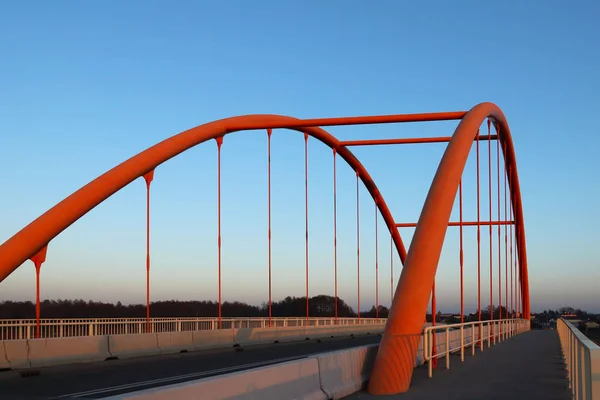 Rzeszow Pologne 2018 Pont Routier Suspendu Traversant Autoroute Construction Métallique — Photo