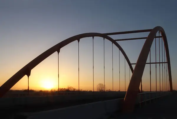 Rzeszow Polonia 2018 Puente Carretera Suspendido Través Autopista Estructura Tecnológica —  Fotos de Stock