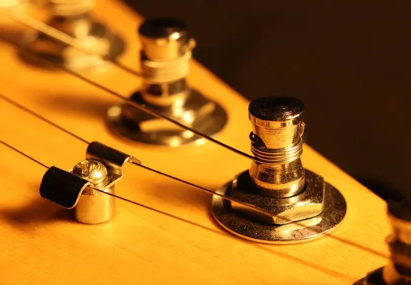 Head Neck Electric Guitar Stratocaster Pegs Strings Artistic Photo Stringed — Stock Photo, Image