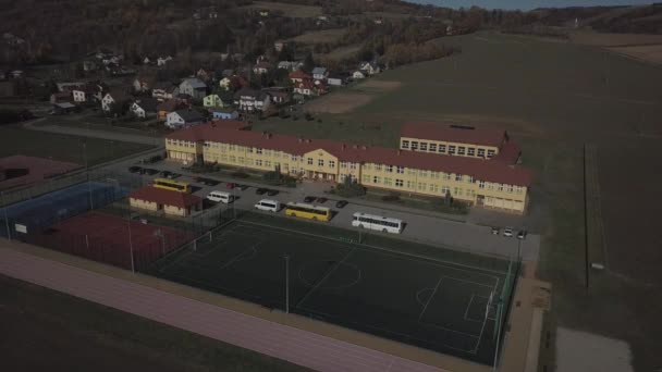 Wisniowa Polônia 2018 Open School Sports Complex Panorama Jogar Campos — Vídeo de Stock