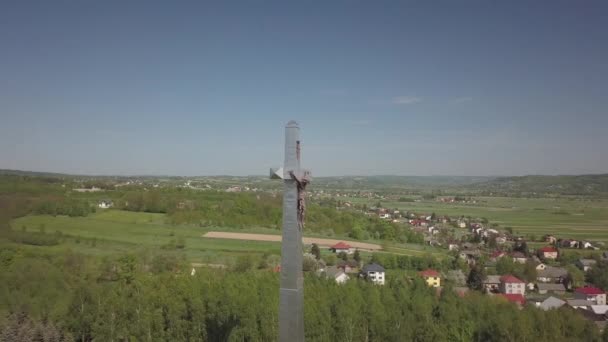 Kolaczyce Polônia Maio 2018 Uma Enorme Estátua Cristo Crucificado Uma — Vídeo de Stock