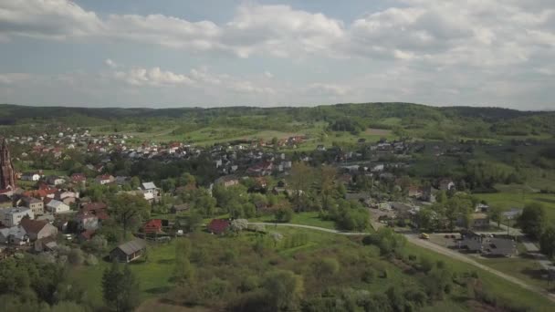 Panorama Aus Der Vogelperspektive Mitteleuropa Die Polnische Stadt Kolaczyce Liegt — Stockvideo