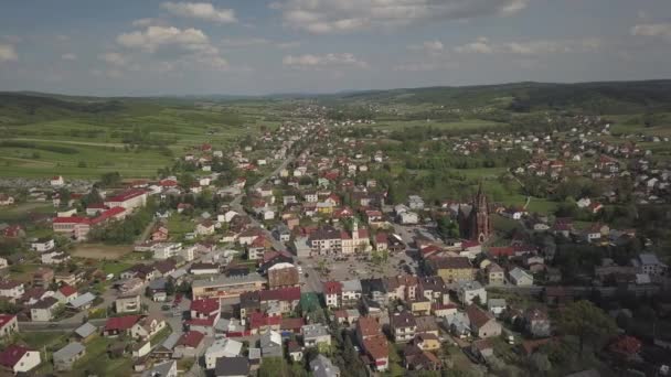 Panorama Ptačí Perspektivy Střední Evropa Polského Města Kolaczyce Nachází Mezi — Stock video