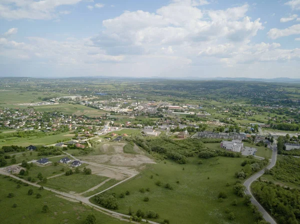 Panorama Över Mestain Nära Staden Jaslo Polen Från Ett Fågelperspektiv — Stockfoto