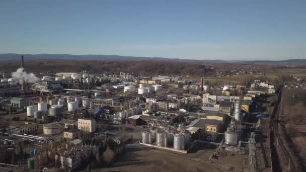 Europe Clean Oil Refinery View Height Bird Palette Shooting Quadcopter — Stock Video