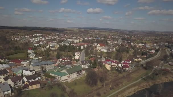 Biecz Polsko 2019 Panorama Historického Centra Středověkého Města Malebných Zelených — Stock video