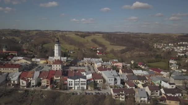 Biecz Polsko 2019 Panorama Historického Centra Středověkého Města Malebných Zelených — Stock video