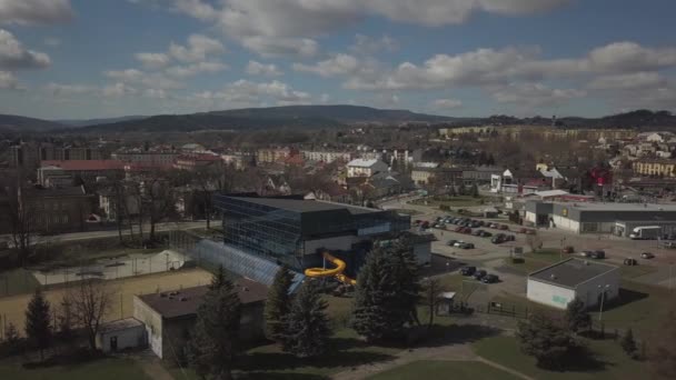 Gorlice Lengyelország 2019 Panoráma Festői Zöld Dombjain Európai Középkori Városának — Stock videók