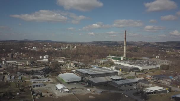 Gorlice Polonya 2019 Karpat Kentinin Sanayi Bölgesi Rafinerisi Yardımcı Binaların — Stok video