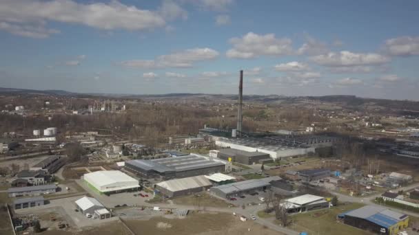 Gorlice Πολωνία 2019 Βιομηχανική Περιοχή Της Πόλης Των Καρπαθίων Κορυφαία — Αρχείο Βίντεο