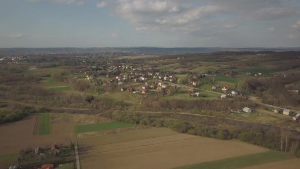 Panorama Vista Pássaro Europa Central Aldeia Polaca Está Localizada Entre — Vídeo de Stock