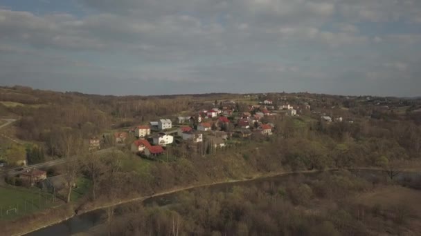 Panorama Vista Pássaro Europa Central Aldeia Polaca Está Localizada Entre — Vídeo de Stock