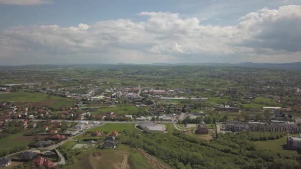 Panorama Pohledu Ptačí Perspektivy Střední Evropa Polská Vesnice Nachází Mezi — Stock video