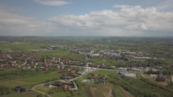 Panorama Pohledu Ptačí Perspektivy Střední Evropa Polská Vesnice Nachází Mezi — Stock video