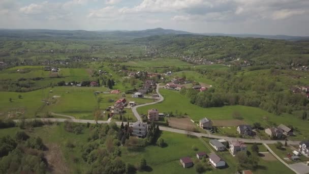 Panorama Pohledu Ptačí Perspektivy Střední Evropa Polská Vesnice Nachází Mezi — Stock video