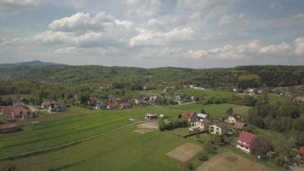 Panorama Dari Pandangan Mata Burung Eropa Tengah Desa Polandia Terletak — Stok Video