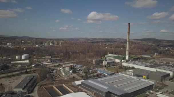 Gorlice Polen September 2019 Den Karpatiske Byen Karpatene Toppsikt Raffineriet – stockvideo