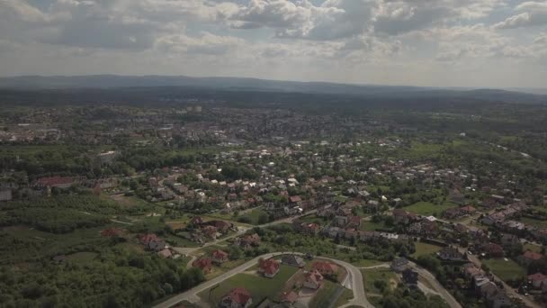 Panorama Pohledu Ptačí Perspektivy Střední Evropa Město Nebo Obec Nachází — Stock video