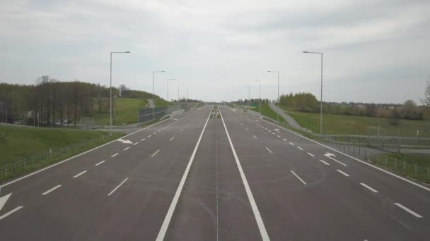 Panorama Autopista Con Vista Pájaro Arteria Transporte Del País Movimiento — Vídeos de Stock