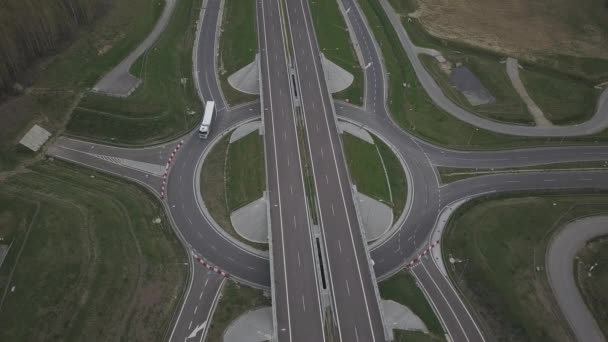 Panorama Van Snelweg Met Een Vogel Ogen Uitzicht Transport Slagader — Stockvideo