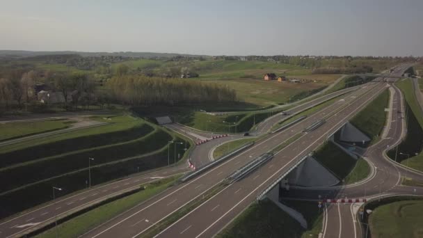 Panorama Van Snelweg Met Een Vogel Ogen Uitzicht Transport Slagader — Stockvideo