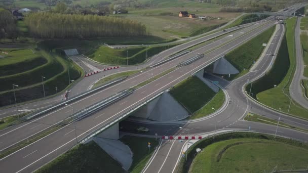 Panorama Motorway Bird Eye View Transport Artery Country Movement Vehicles — Stock Video