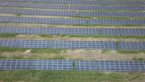 Solární Panely Anténní Pohled Střílí Dronu Nebo Kvadrokoptéry Ekologická Koncová — Stock video