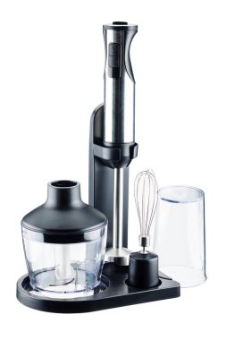 Siyah el blender beyaz bir arka plan üzerinde izole