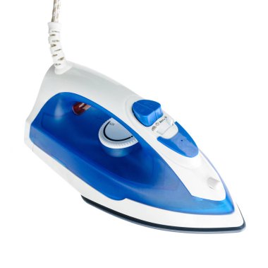 Beyaz arka planda izole edilmiş mavi ve beyaz demir