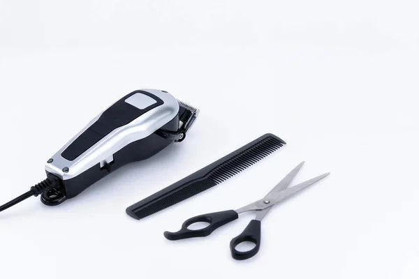 Hair Kapper Clippers, kapsel accessoires op witte achtergrond Wi — Stockfoto