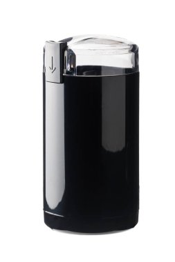 Beyaz arka planda izole edilmiş siyah kahve öğütücü