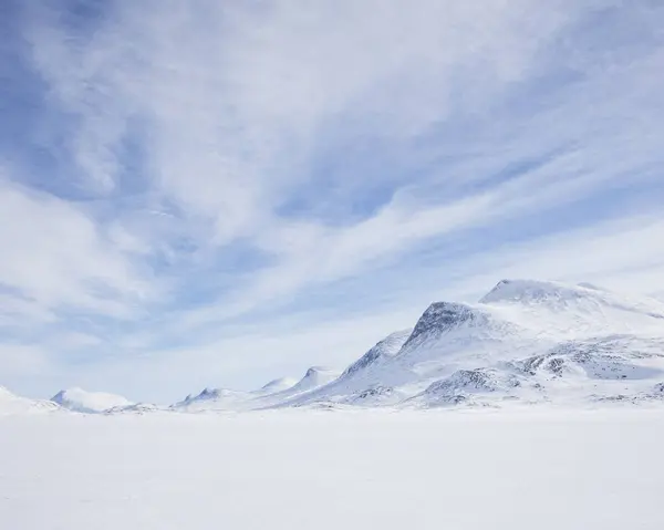 Neve Coberto Montanhas Kungsleden Trilha Lapônia Suécia — Fotografia de Stock