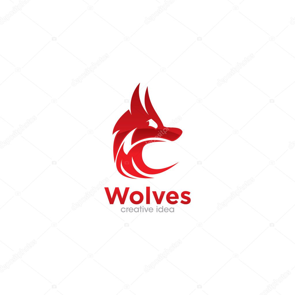 Wolf Creative Concept Logo Design Template Vector
