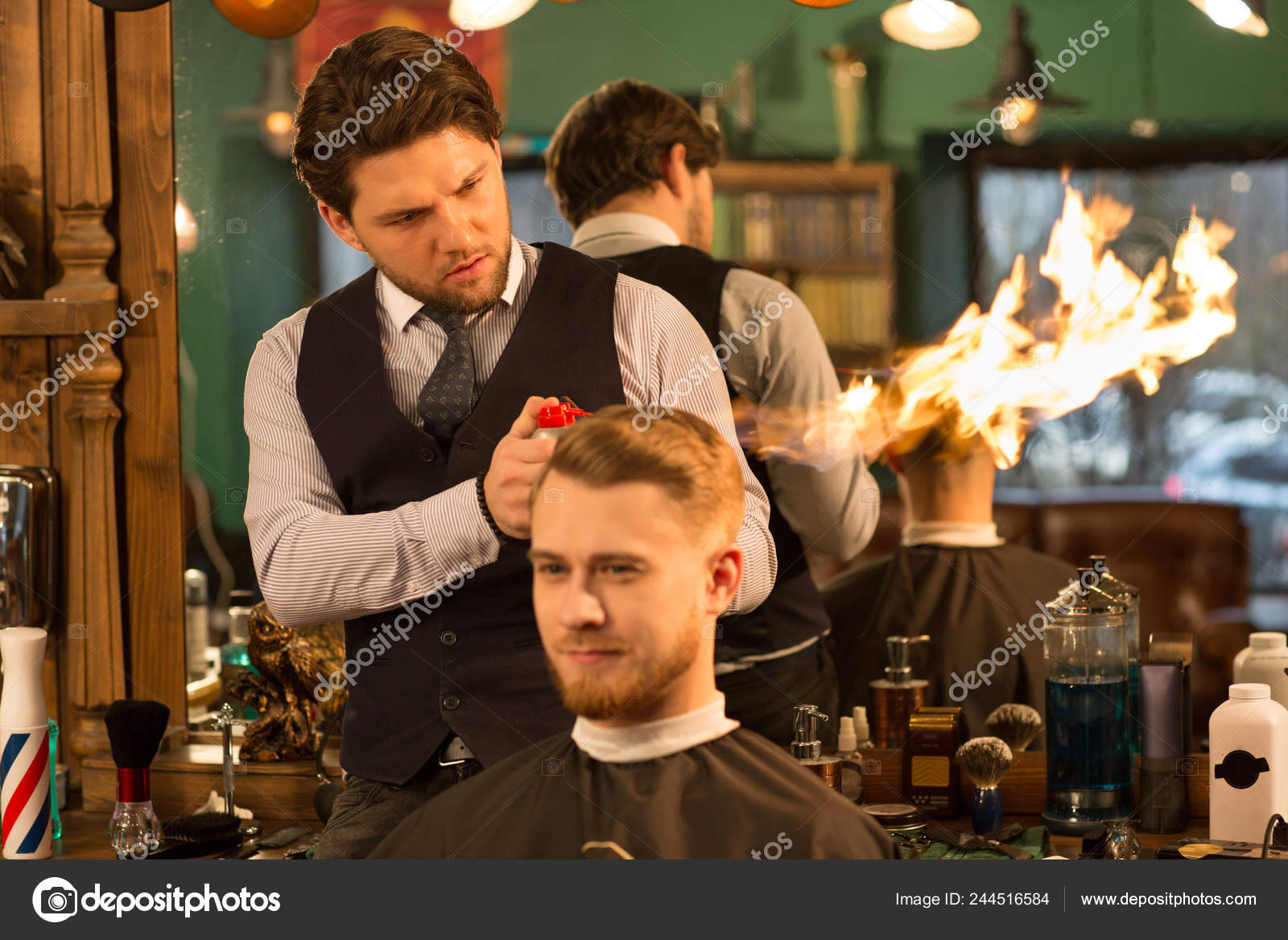Professional Handsome Bearded Barber Giving Haircut His Male Client Hair Stock Photo by ©zeroteam13@ 244516584 Professional Handsome Bearded Barber Giving Haircut His Male Client Hair Stock Photo by ©zeroteam13@ 244516584