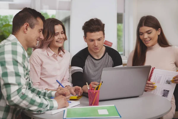 Group of young people studying together at college classroom — 스톡 사진