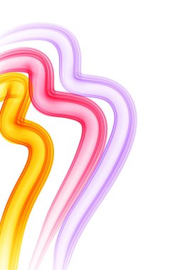Pastel coloured 3d neon curves on white background abstract illustration clipart