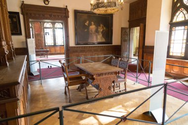 Bad Bentheim, Aşağı Saksonya, Almanya - 19 Mayıs 2019: Bentheim ortaçağ tepe kalesi - Müze